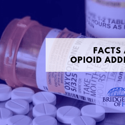facts about opioid addictions banner next to pills