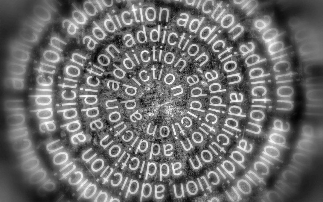 the word addiction written repeatedly in a cycle