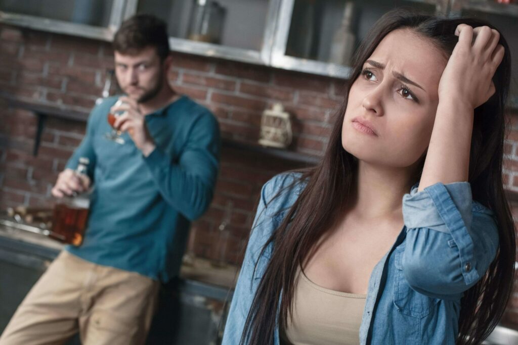 alcoholic husband drinking in secret