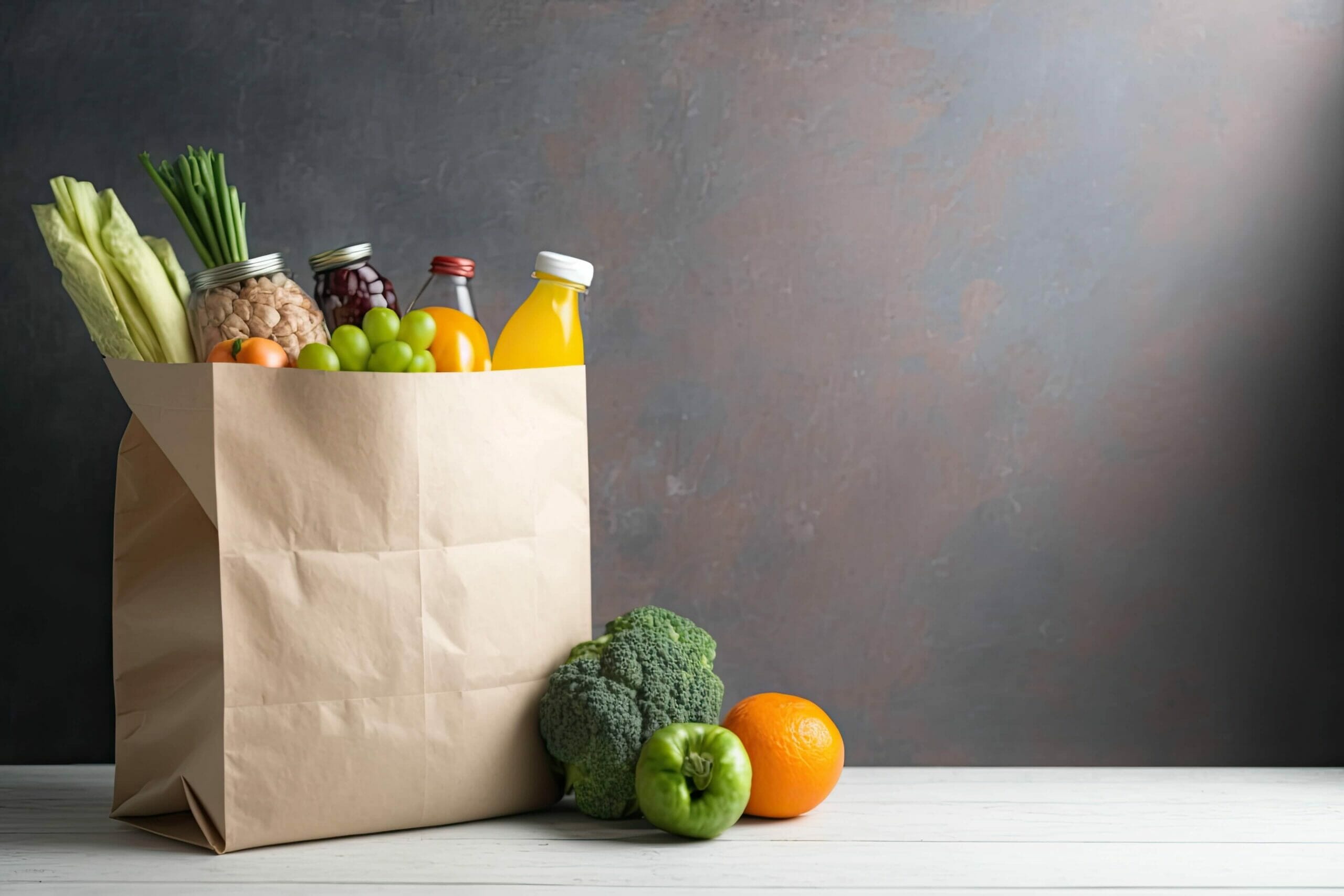 healthy foods in a grocery bag