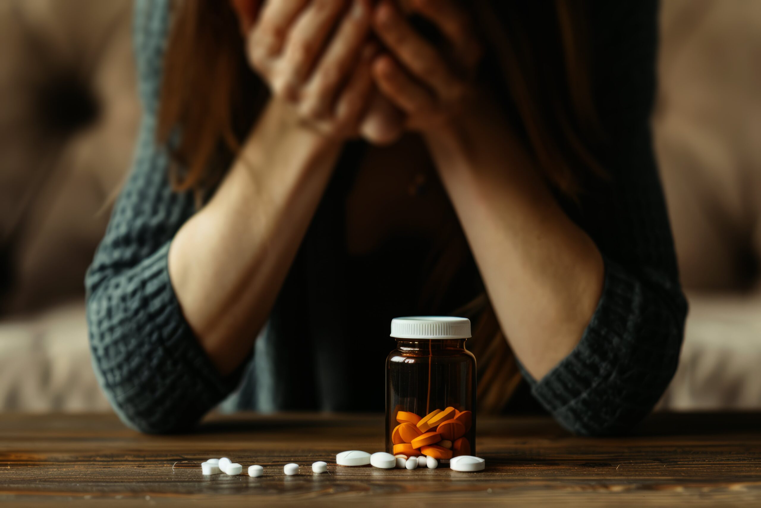 depressed woman experiencing the drug rebound effect