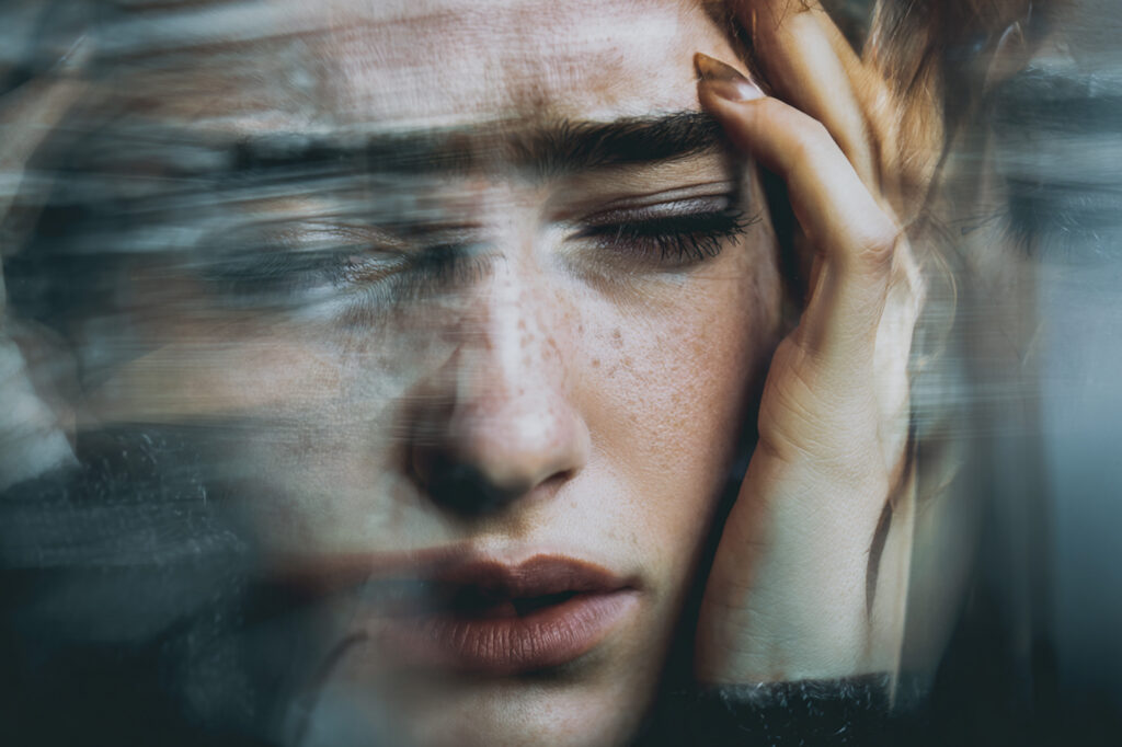 Distraught person experiencing withdrawal